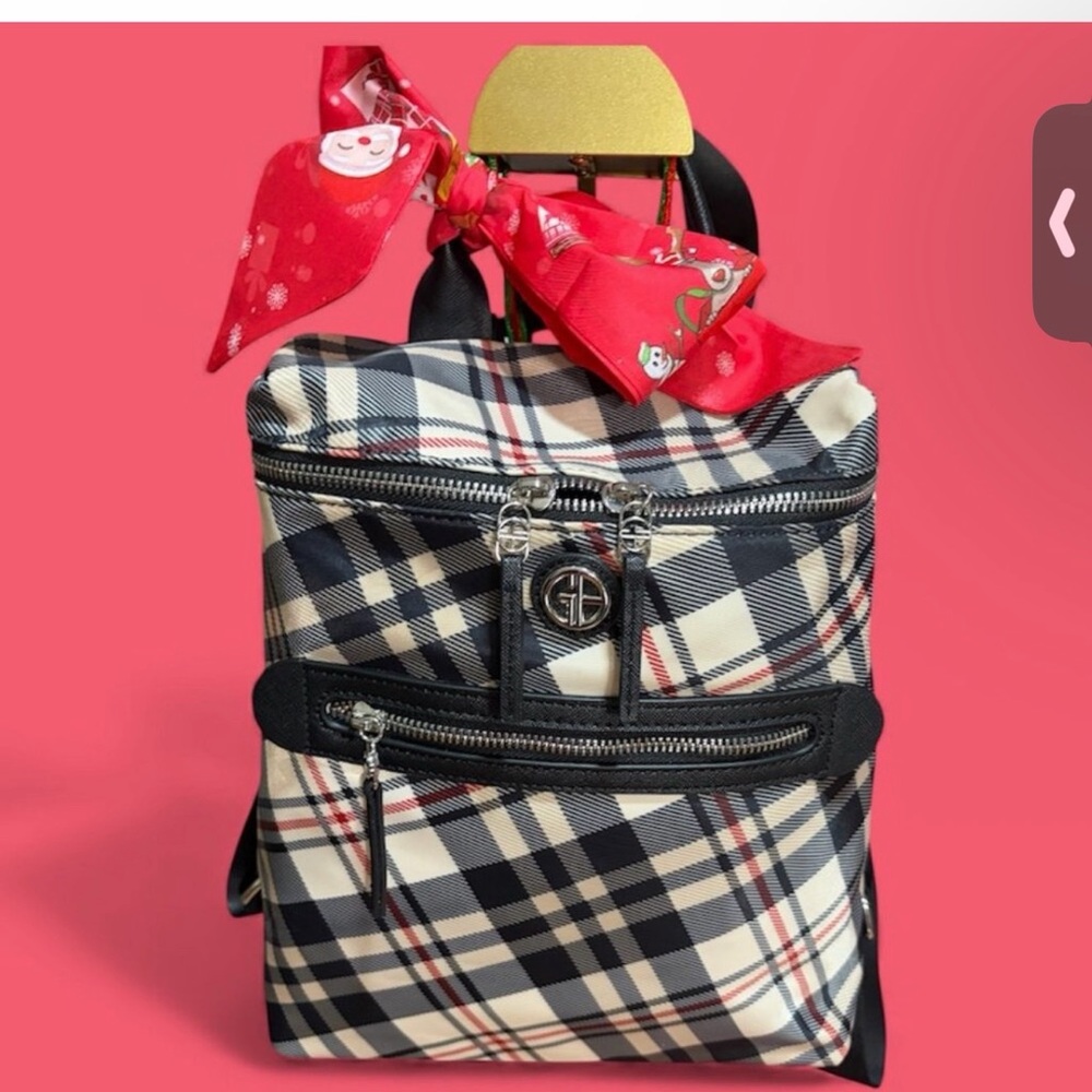 GIANNI BERNINI PLAID BACKPACK NW0T GORGEOUS COMES WITH CHRISTMAS SCARF